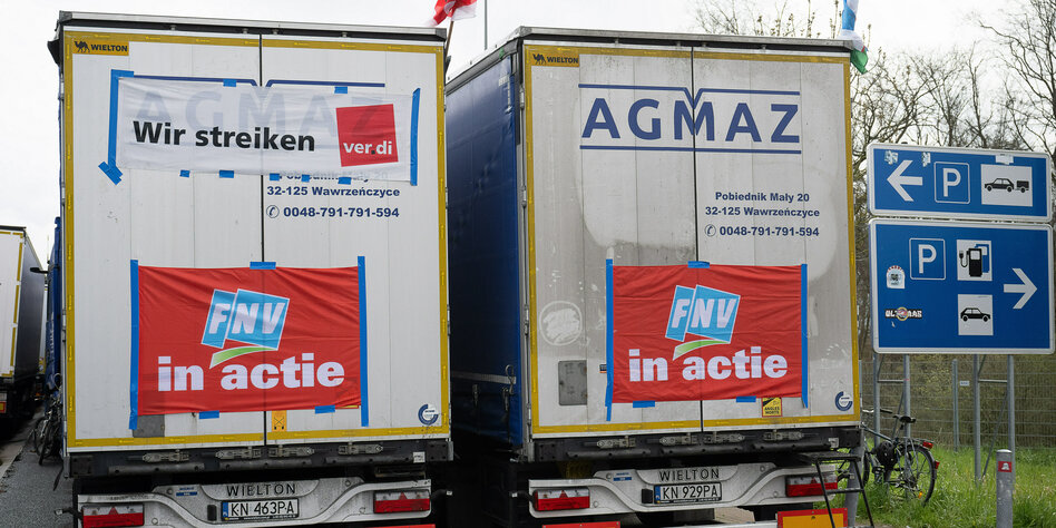 Solidarität mit den streikenden LKW Fahrern in Gräfenhausen