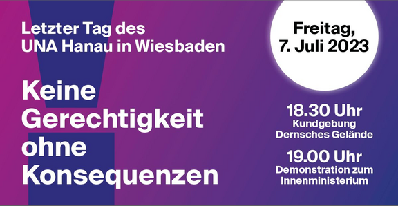 Demo: letzter Tag des UNA Hanau – Keine Gerechtigkeit ohne Konsequenzen