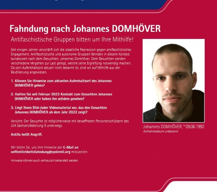 Öffentlichkeitsfahndung nach dem Vergewaltiger und Verräter Johannes Domhöver